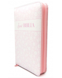 Biblia - Mini - Rózsaszín Virágos - Cipzárral  - Károli Gáspár fordítása