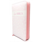 Biblia - Mini - Rózsaszín Virágos - Cipzárral  - Károli Gáspár fordítása