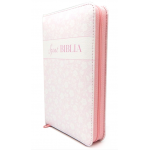 Biblia - Mini - Rózsaszín Virágos - Cipzárral  - Károli Gáspár fordítása
