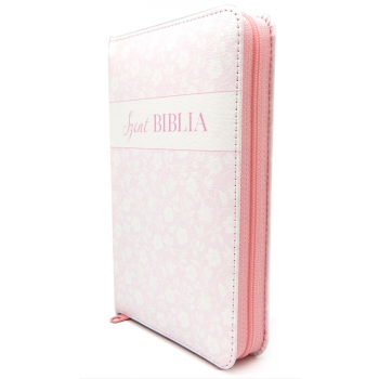Biblia - Mini - Rózsaszín Virágos - Cipzárral  - Károli Gáspár fordítása
